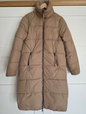 Long Puffer Coat in Camel